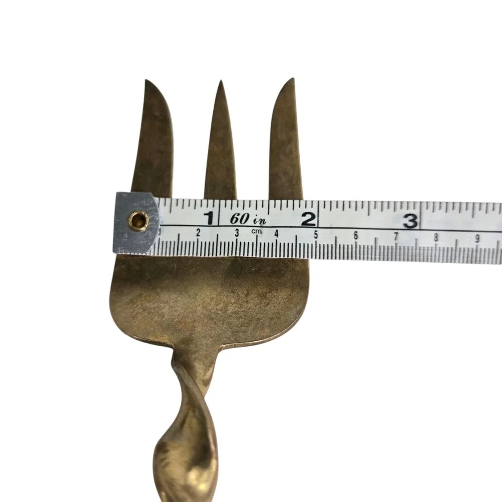 SBF Siam 2 Piece Salad‎ Serving Utensil Set Brass Fork Spoon Horn Handle 11